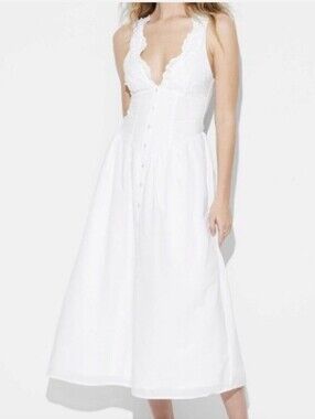 NWT Sundress V-Neck Cotton Backless Tie Neck Wild Fable Midi Dress Boho Women XS